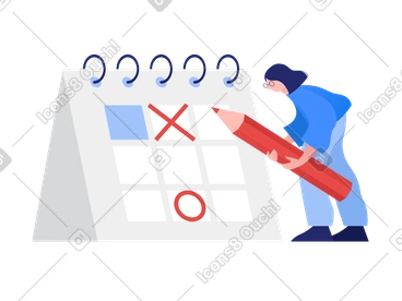 Femme rayant des jours jusqu'à la date limite PNG, SVG