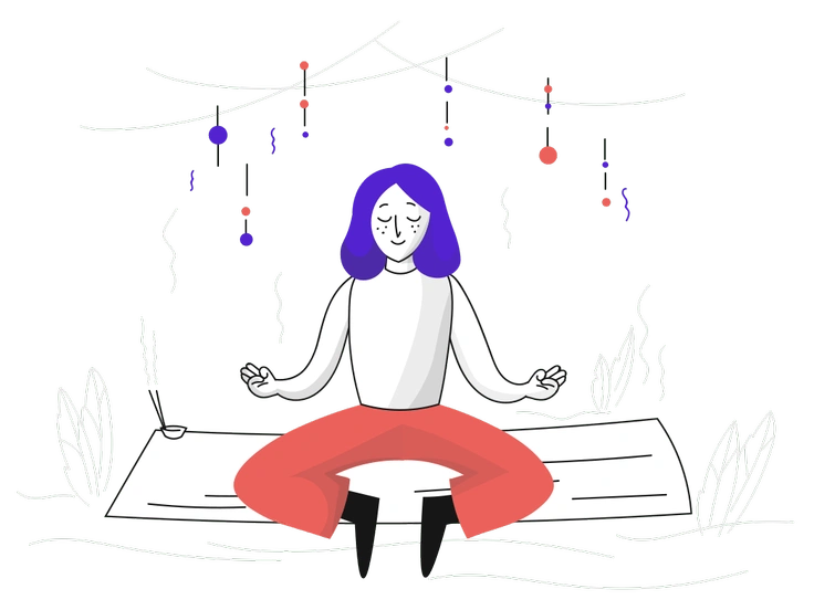 A woman meditating in a serene environment - Pixeltrue style illustration
