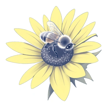 A close-up view of a honeybee perched on the bright yellow petals of a sunflower. The honeybee exhibits intricate details in its wings, showcasing delicate veining and a transparent quality. Its fuzzy body is covered with fine hairs, reflecting the texture typical of a honeybee. The center of the sunflower is prominently displayed, filled with numerous small disc florets. The contrast between the bee and the sunflower enhances the focus on this interaction in nature.