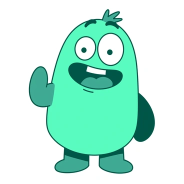 A cartoon character with eyes drawn unevenly, giving a funny look
