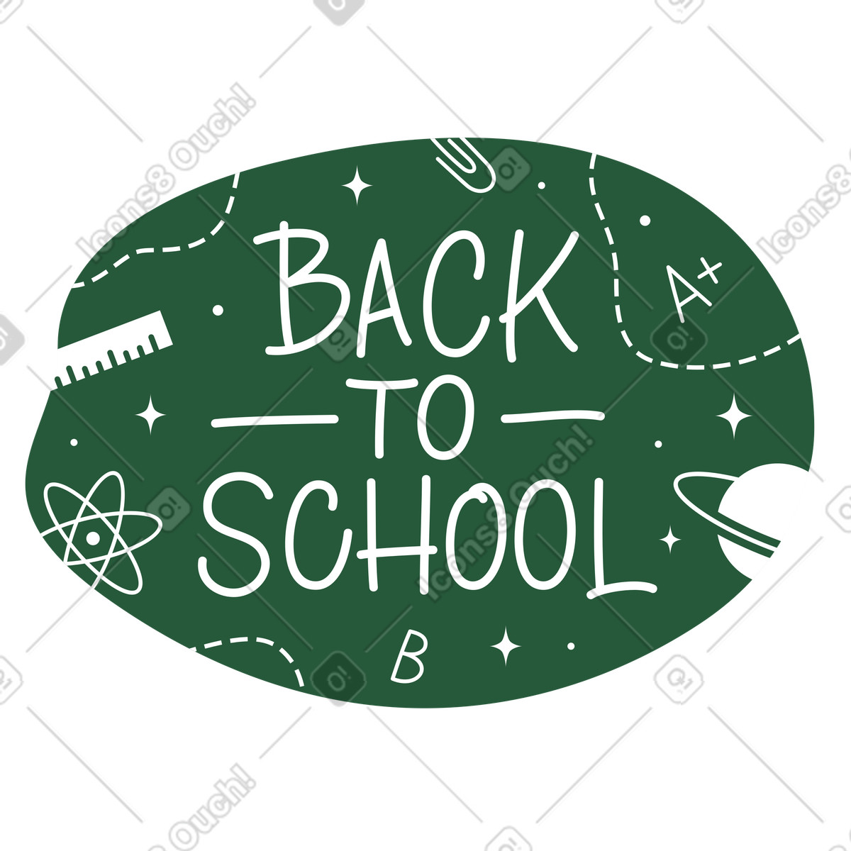 スタイルの Lettering back to school handwritten on a chalkboard text のイラストをPNG、SVG形式でダウンロード