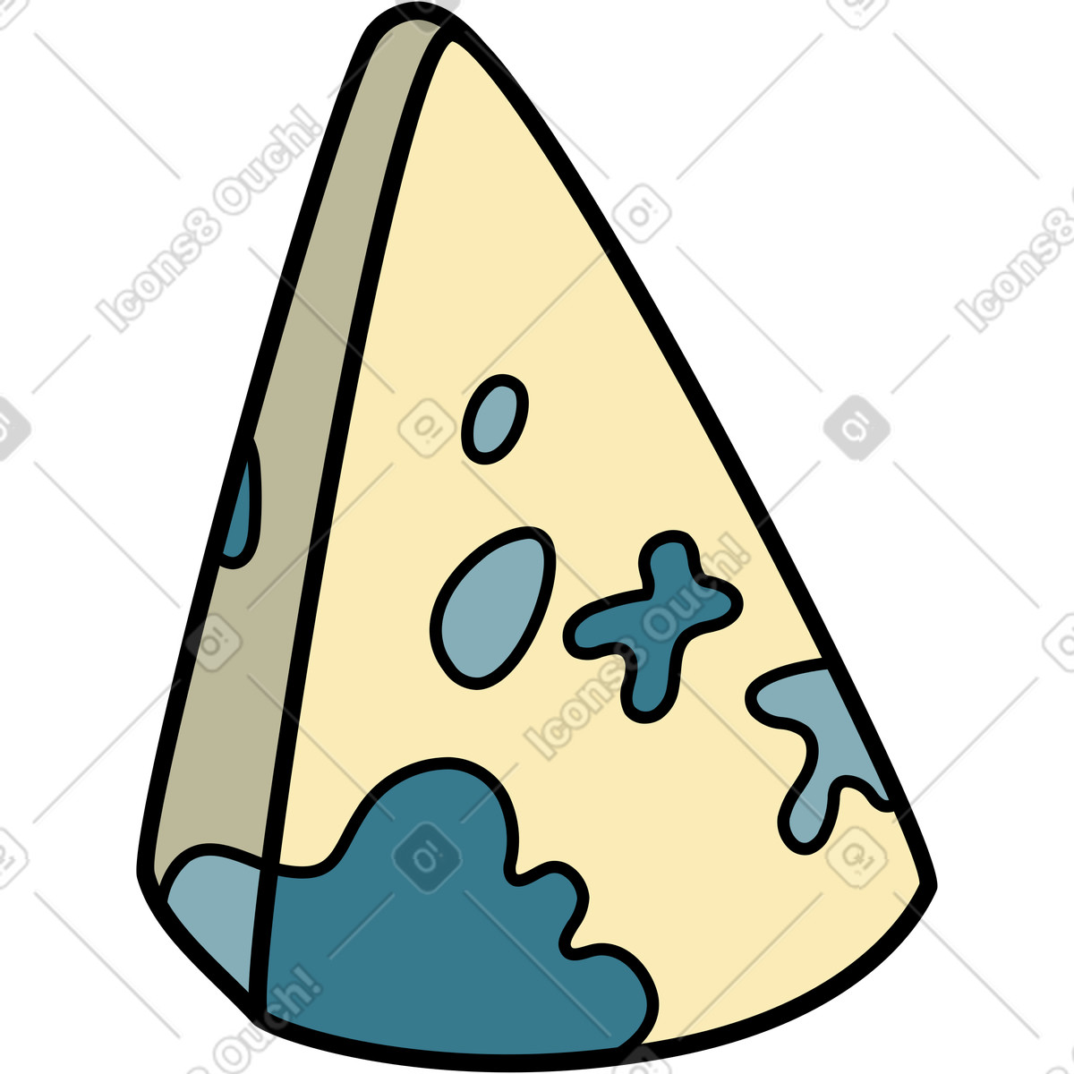 Cheese with mold blue illustration in Surr style download in PNG, SVG