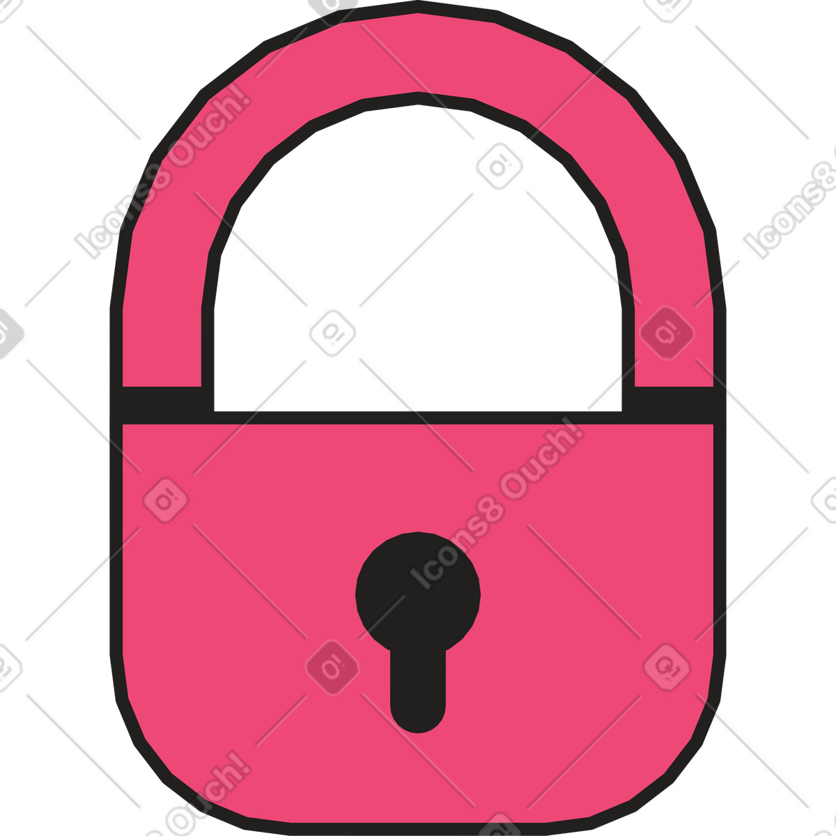 Closed lock illustration in Dazzle Line style download in PNG, SVG