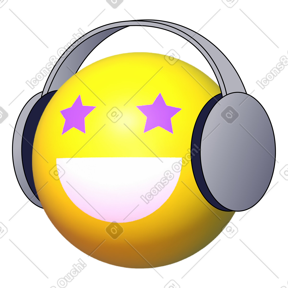 Ilustración Emoji en auriculares estilo Pop a descargar PNG y SVG