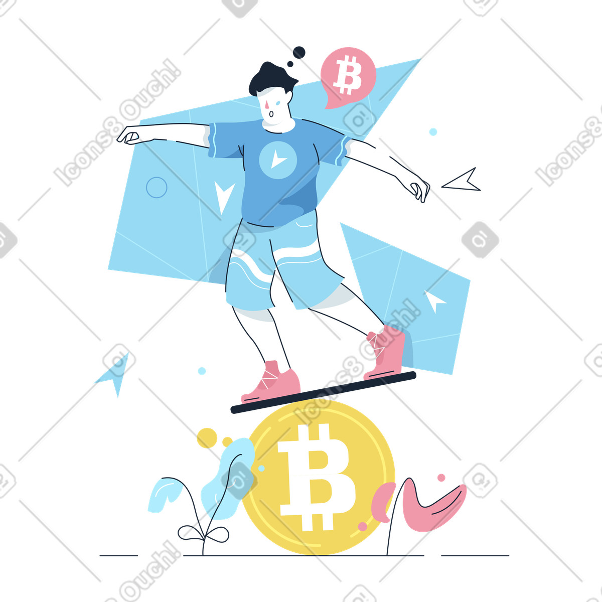 Ilustração de Homem sente a precariedade do bitcoin em no estilo Work Hard para baixar em PNG, SVG