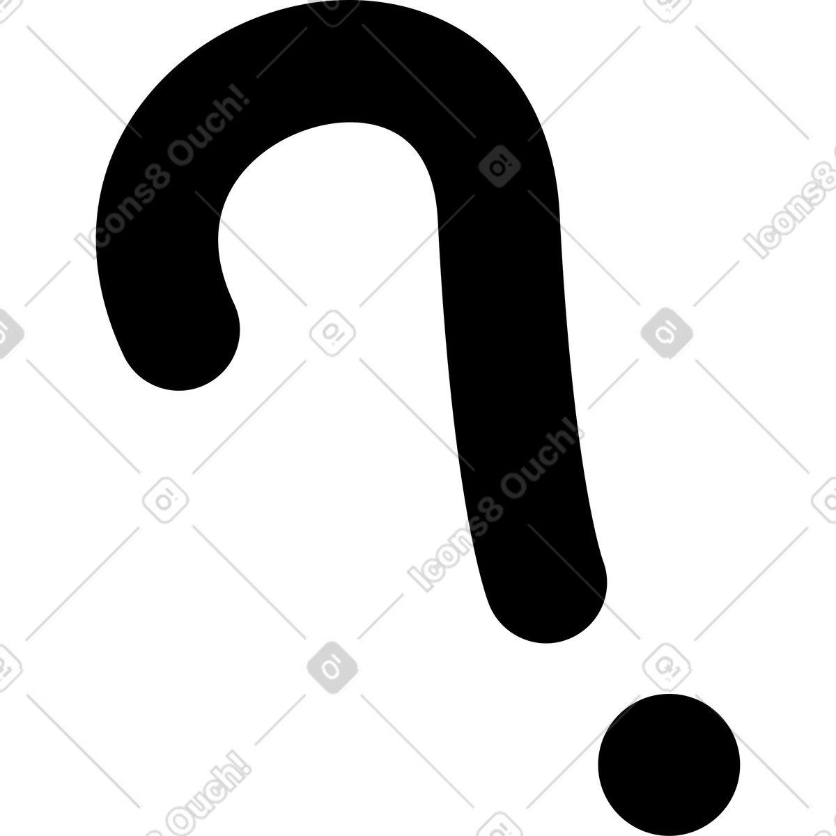 Ilustración Question mark symbol with curved shape and small dot below en estilo Notion Line Art a descargar en PNG y SVG