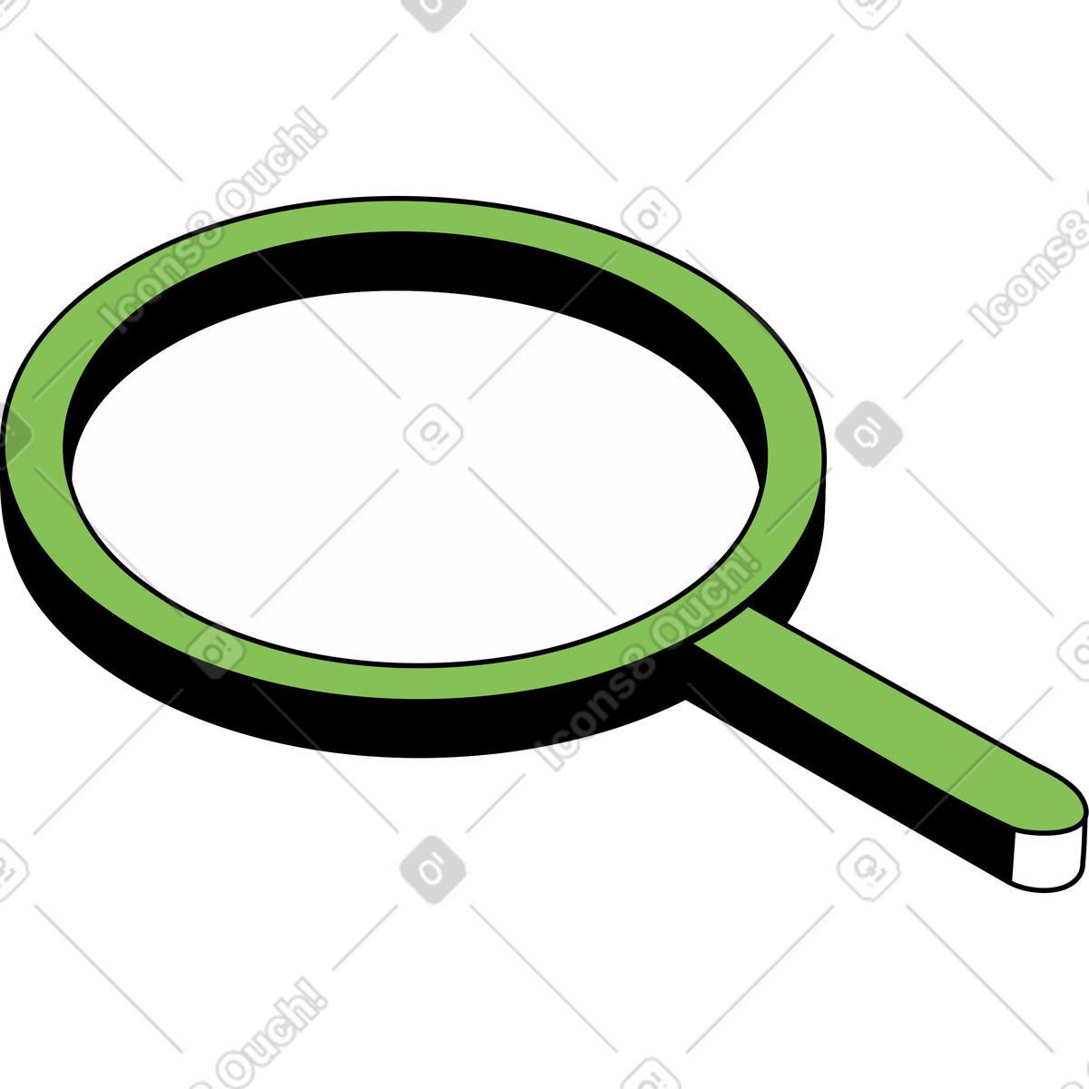 Lente d'ingrandimento con manico corto illustrazione in stile Isometric scarica in PNG, SVG