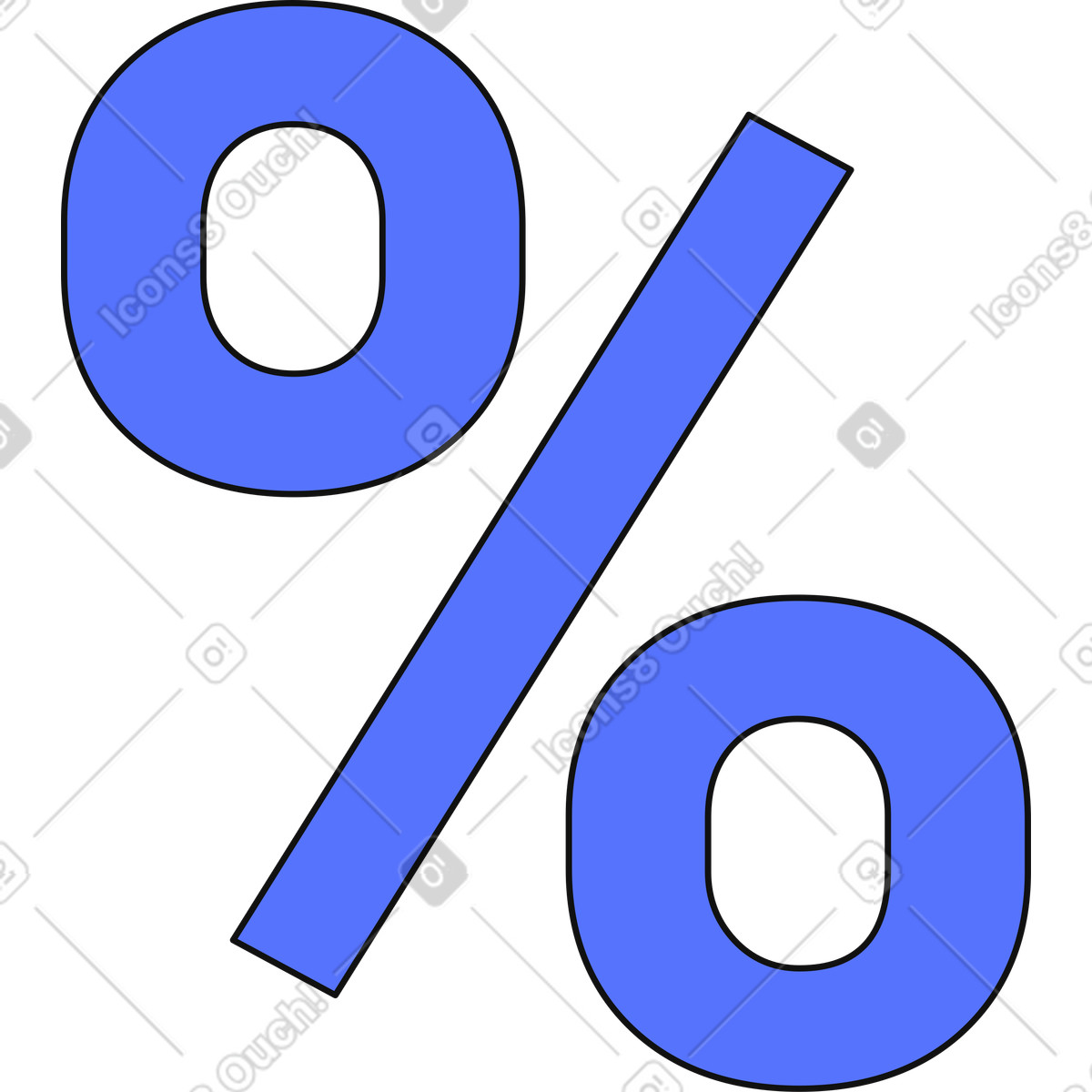 Percent symbol bold blue sign for discount and interest rates illustrazione in stile Main scarica in PNG, SVG