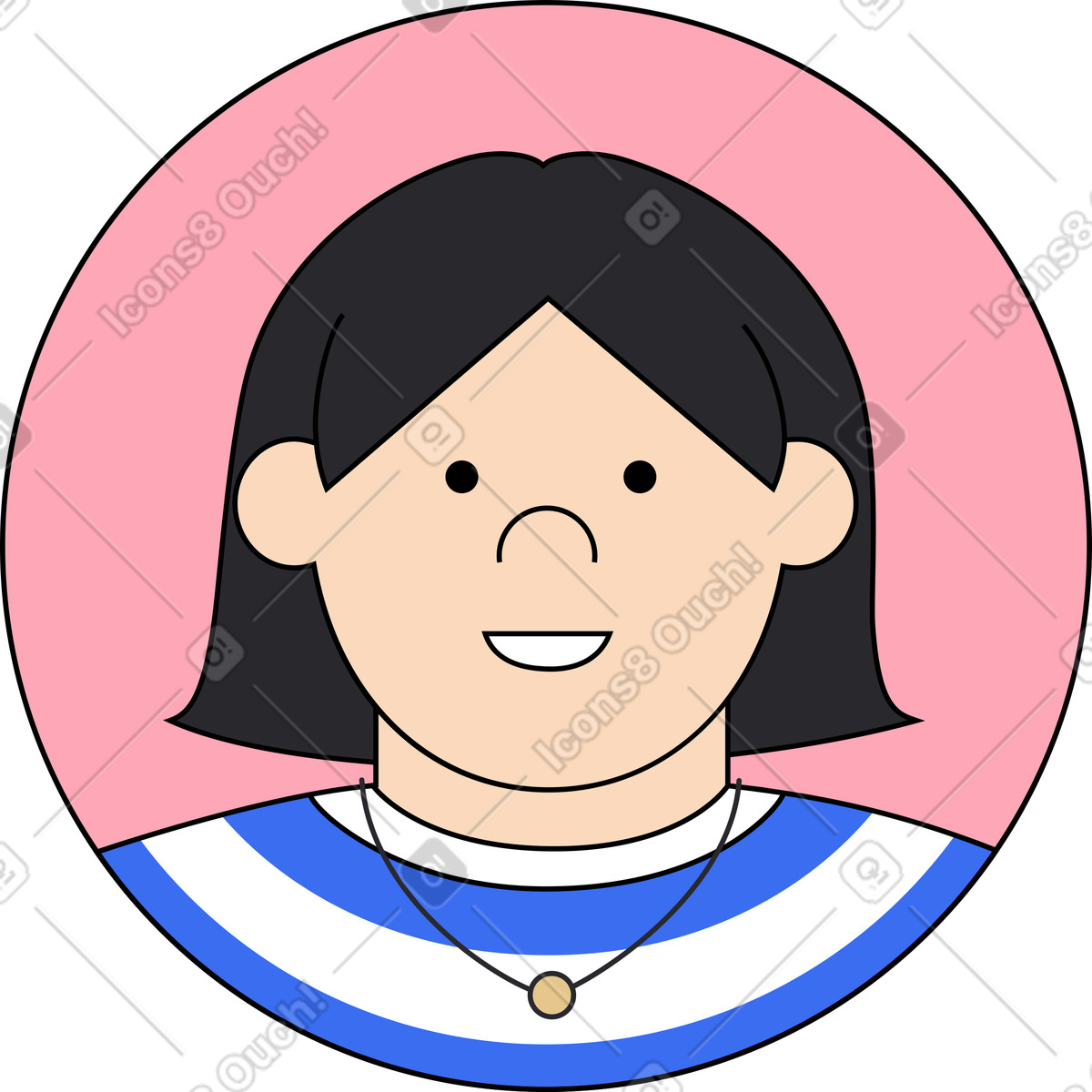 Ilustración Avatar femenino en estilo Kindy a descargar en PNG y SVG