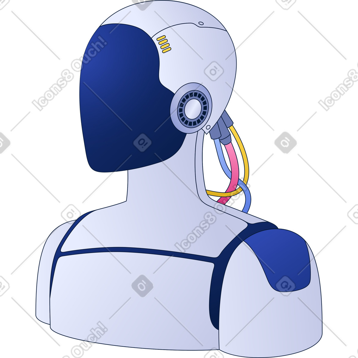 Humanoid robot animated illustration in Neat style download in GIF, Lottie (JSON), AE