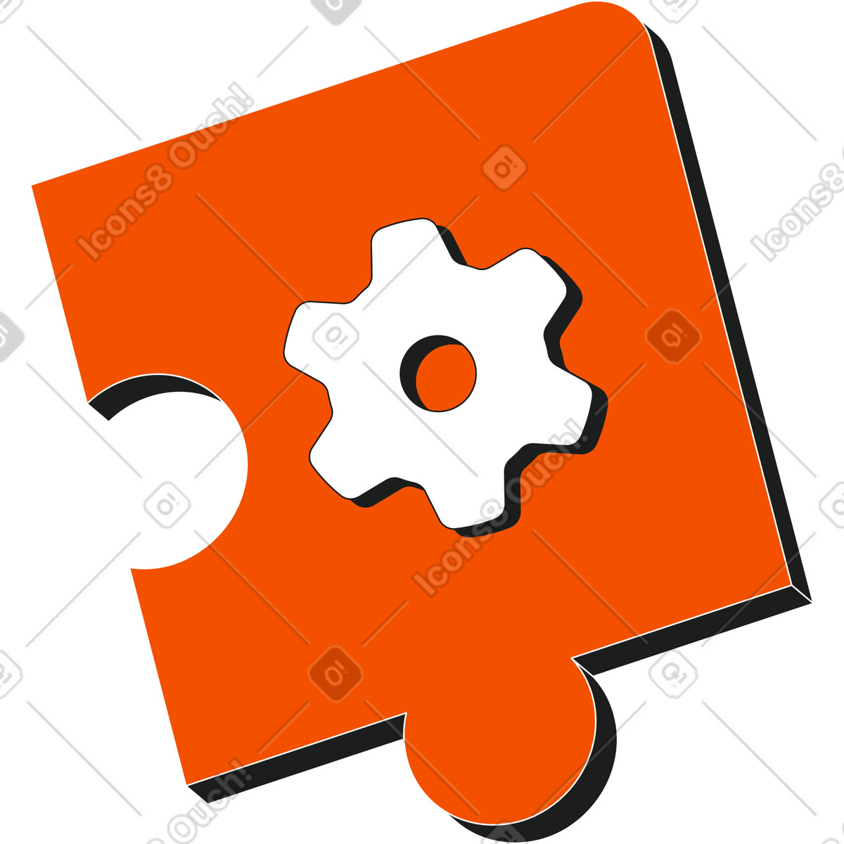 Puzzle with a gear illustration in Strict style download in PNG, SVG