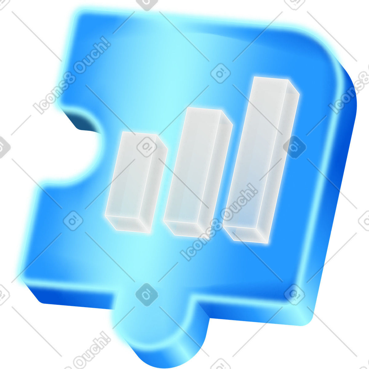 Ilustración Parte del rompecabezas con el icono de gráficos en estilo Burst a descargar en PNG y SVG