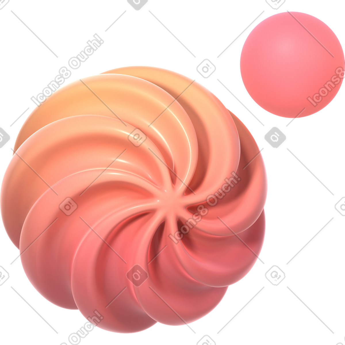 3D Glassy 스타일의 Twisted gradient sphere and simple 일러스트레이션 PNG, SVG 다운로드