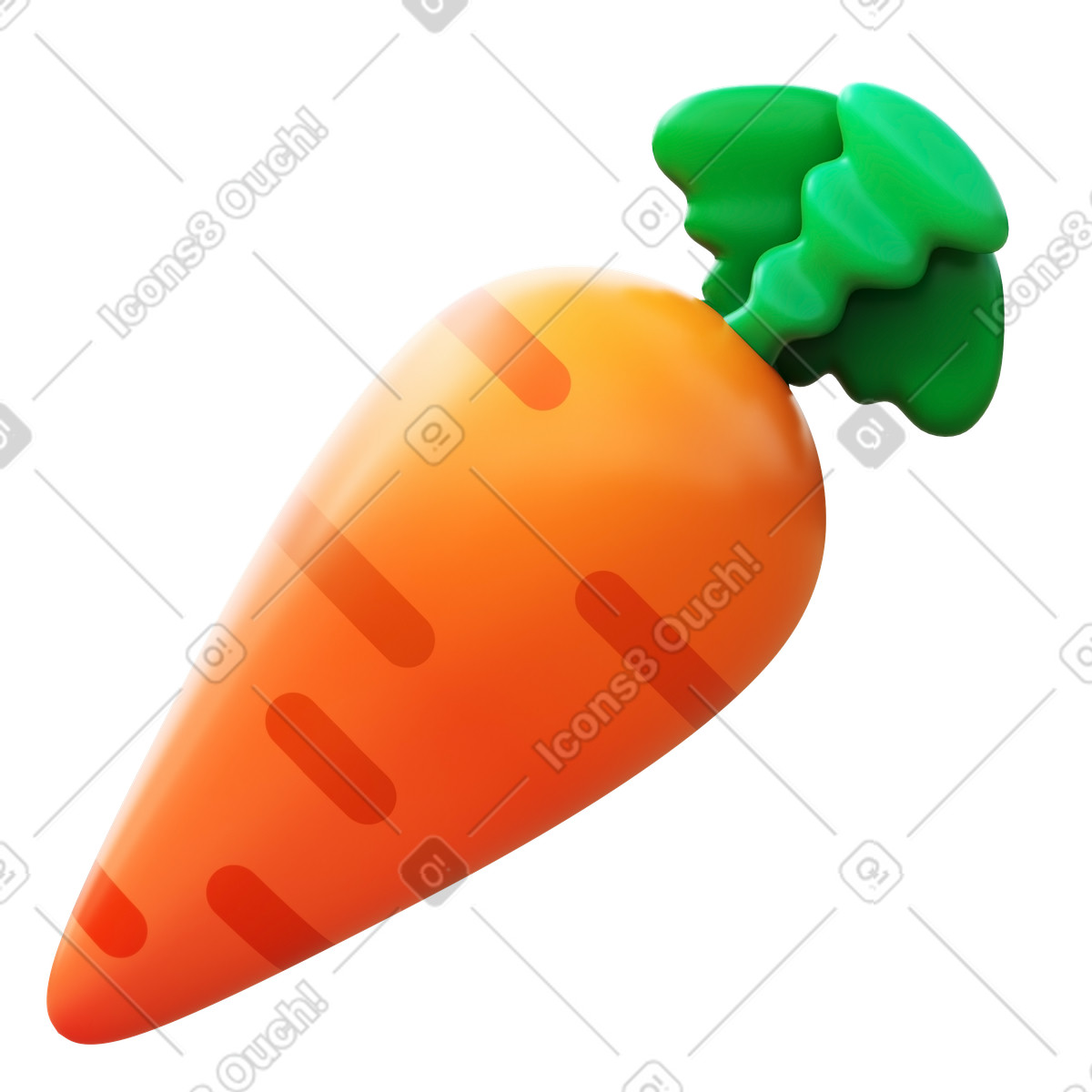 Carrot illustration in 3D Fluency style download in PNG, SVG