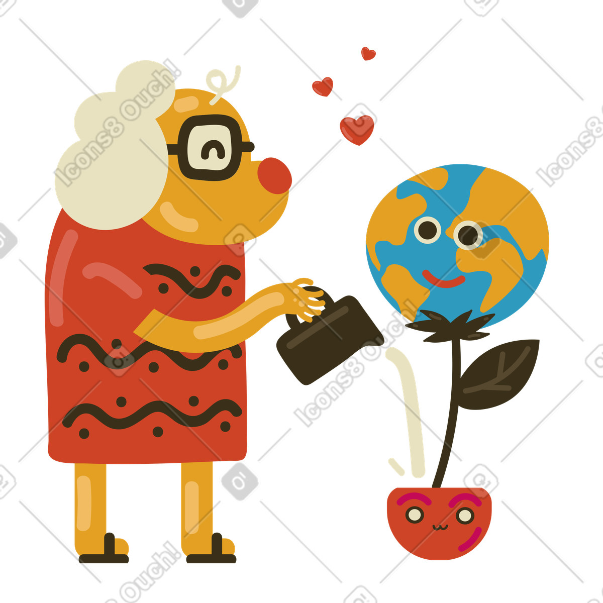 Ilustração de Cuidando do nosso planeta em no estilo Arabica para baixar em PNG, SVG