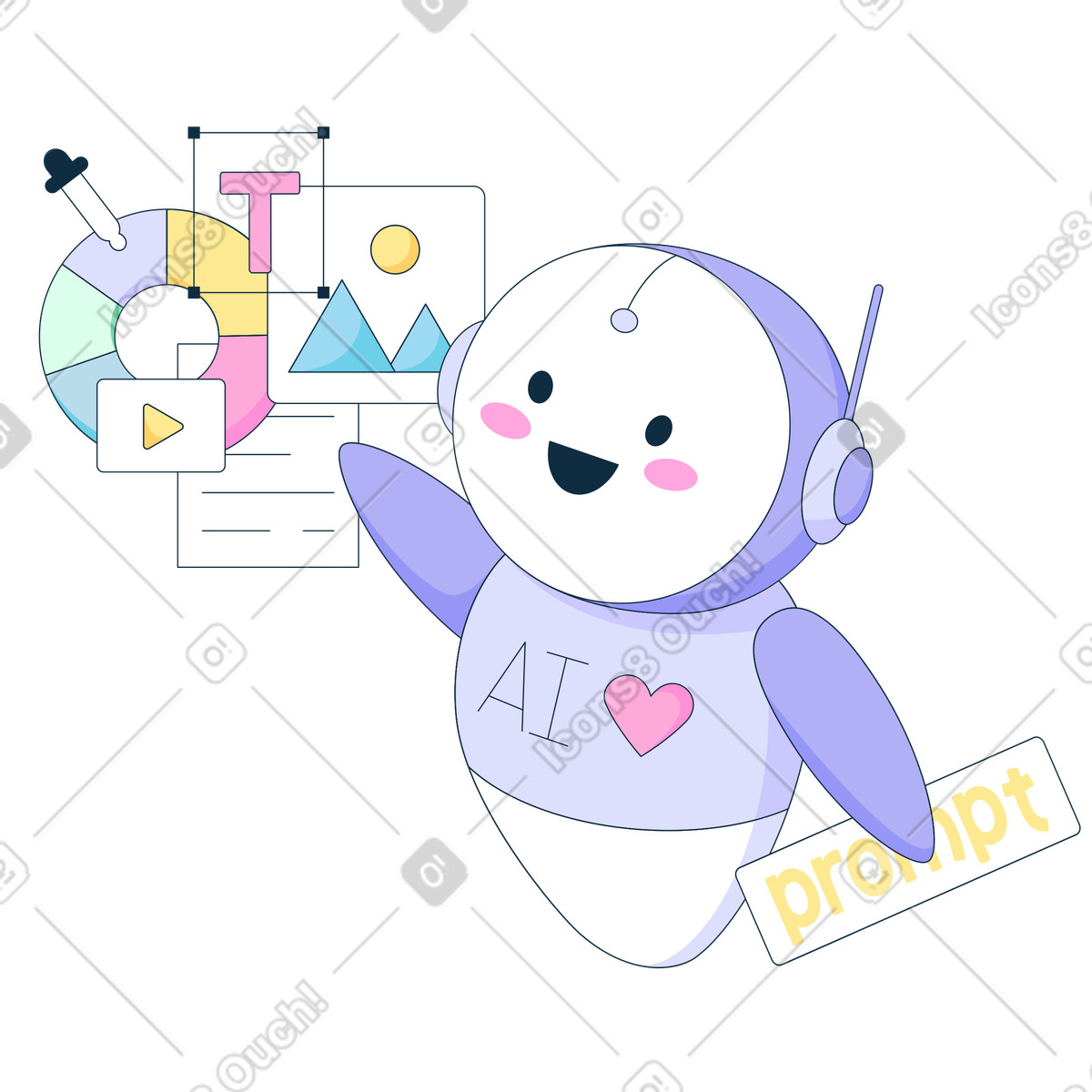 Иллюстрация Подсказка робота и дизайна в стиле Bubble gum — скачать в форматах PNG, SVG