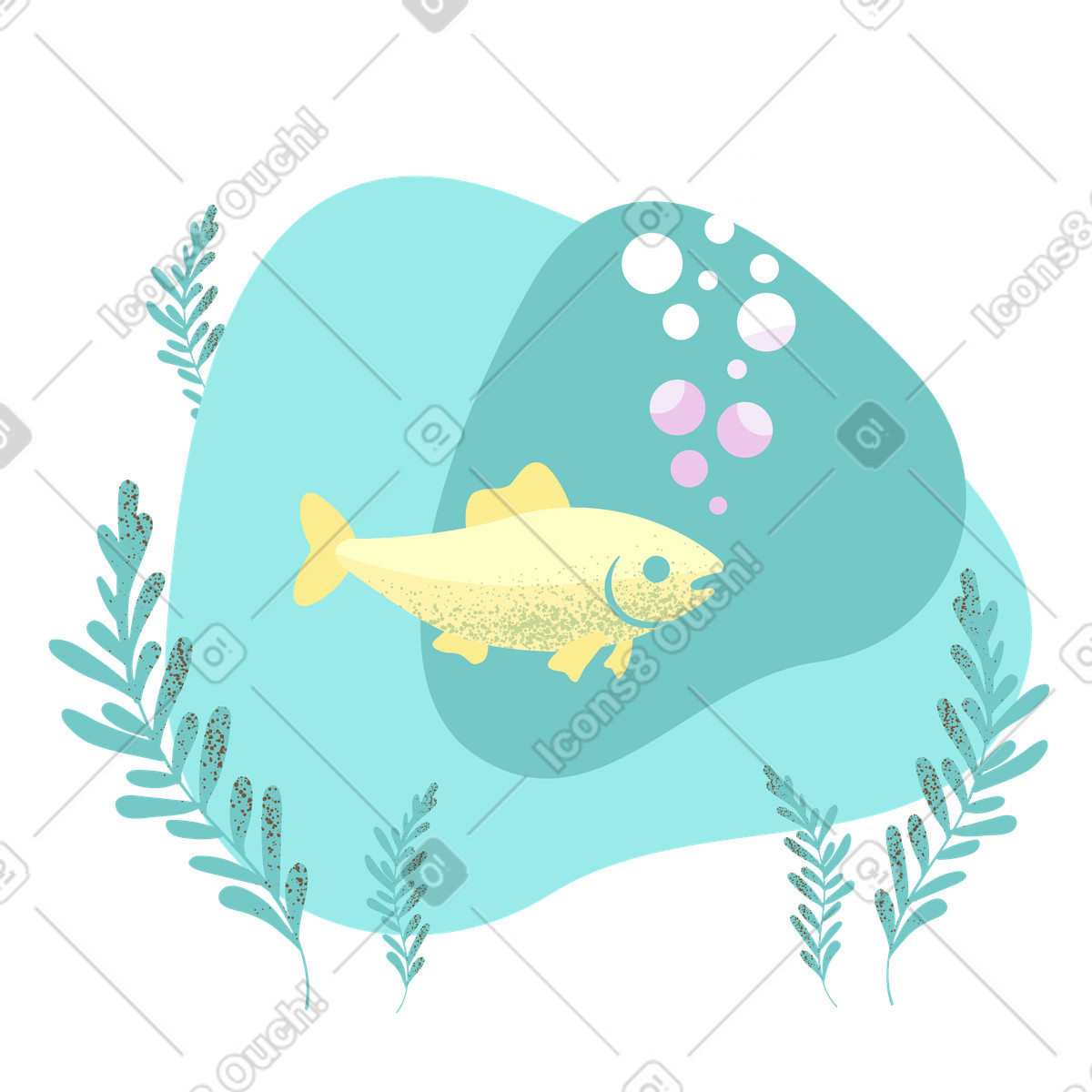 Ilustración Pez en el agua estilo Pale a descargar PNG y SVG