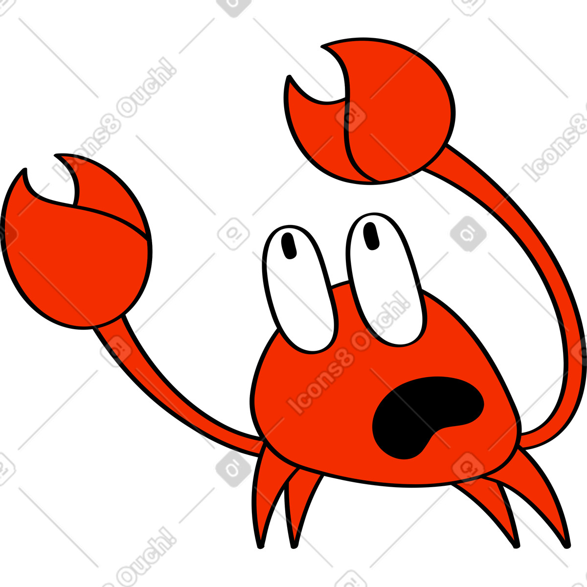 Looney スタイルの カニ のイラストをPNG、SVG形式でダウンロード