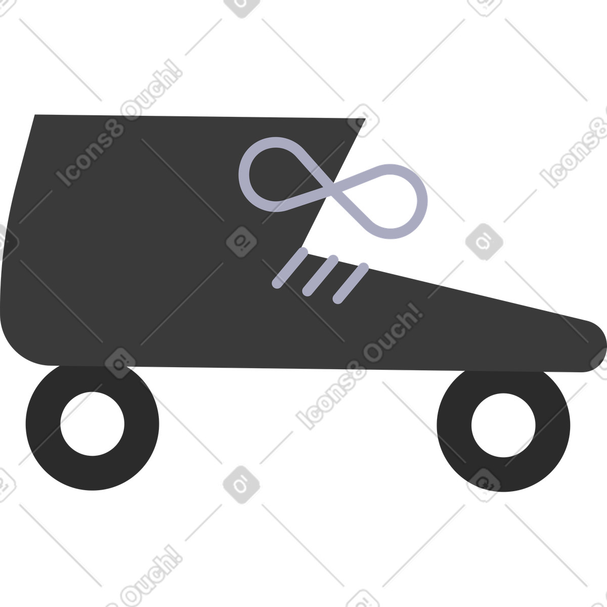 Black roller skates with a bow-Illustration im Marginalia-Stil als Download in PNG, SVG
