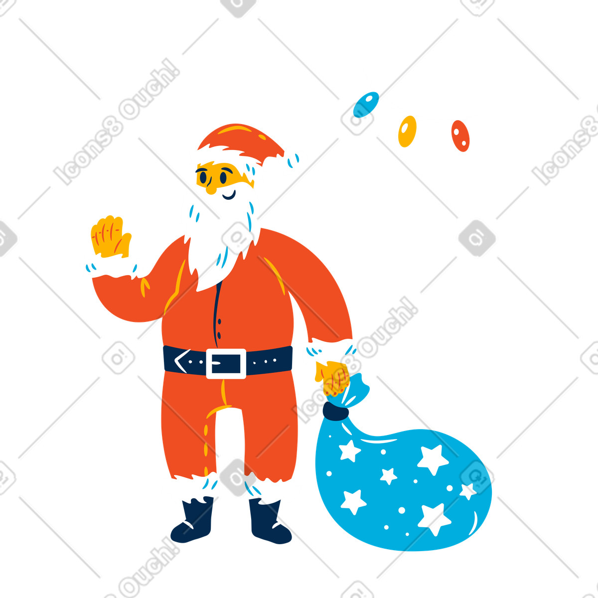 Santa con doni illustrazione in stile Flame scarica in PNG, SVG