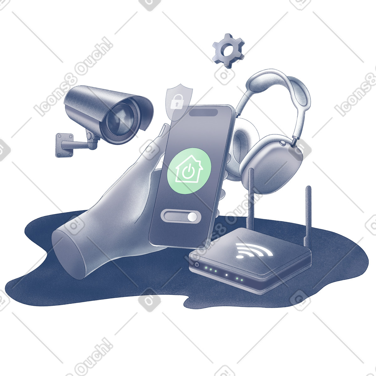 Illustration Application de maison intelligente se connectant aux appareils dans le style Haze à télécharger formats PNG, SVG