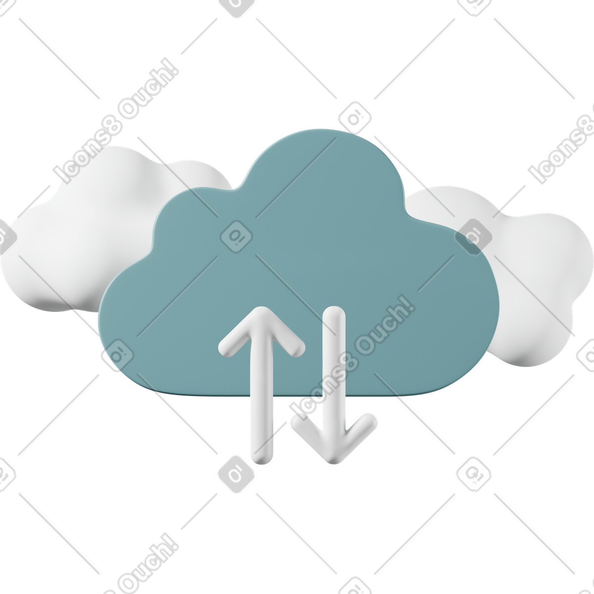 3D Casual life 스타일의 Data upload and download in cloud, online backup services 일러스트레이션 PNG, SVG 다운로드