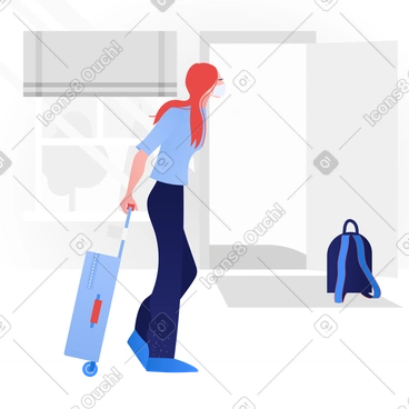  Woman going on a trip.  End of quarantine PNG, SVG