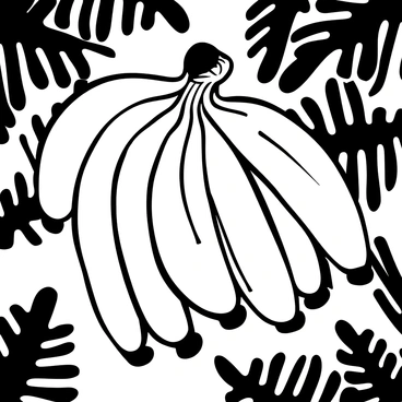A close-up of a bunch of bananas hanging from a tree branch. The bananas are tightly clustered together, showcasing their curves and texture. Sunlight filters through the leaves above, creating intricate patterns of light and shadow on the bananas and surrounding foliage. The leaves are lush and detailed, enhancing the natural setting. The scene captures the richness of the tropical environment.