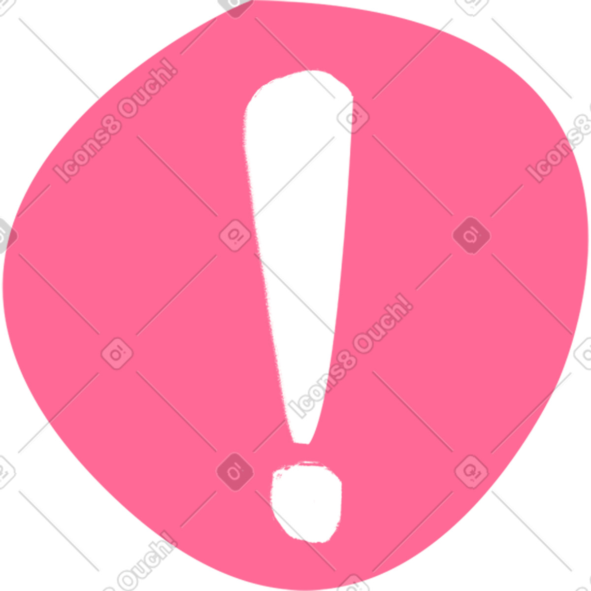 Pink exclamation point in a circle-Illustration im Quirky-Stil als Download PNG, SVG