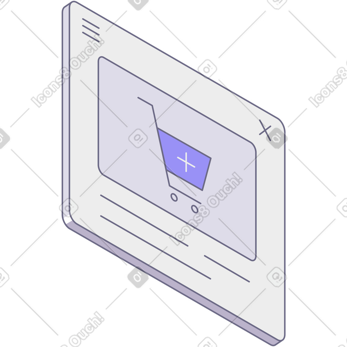 Page for online payment with items in shopping cart illustration Modul style download PNG, SVG