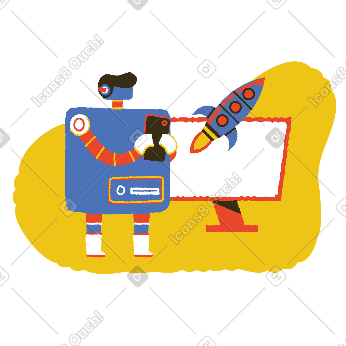 Ilustración Start-up de inteligencia artificial en estilo Bermuda a descargar en PNG y SVG