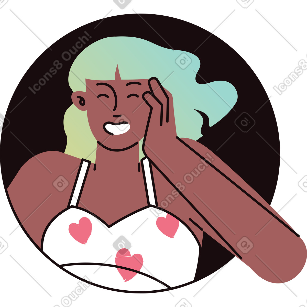 Ilustración Avatar de una mujer riendo en estilo Delight a descargar en PNG y SVG