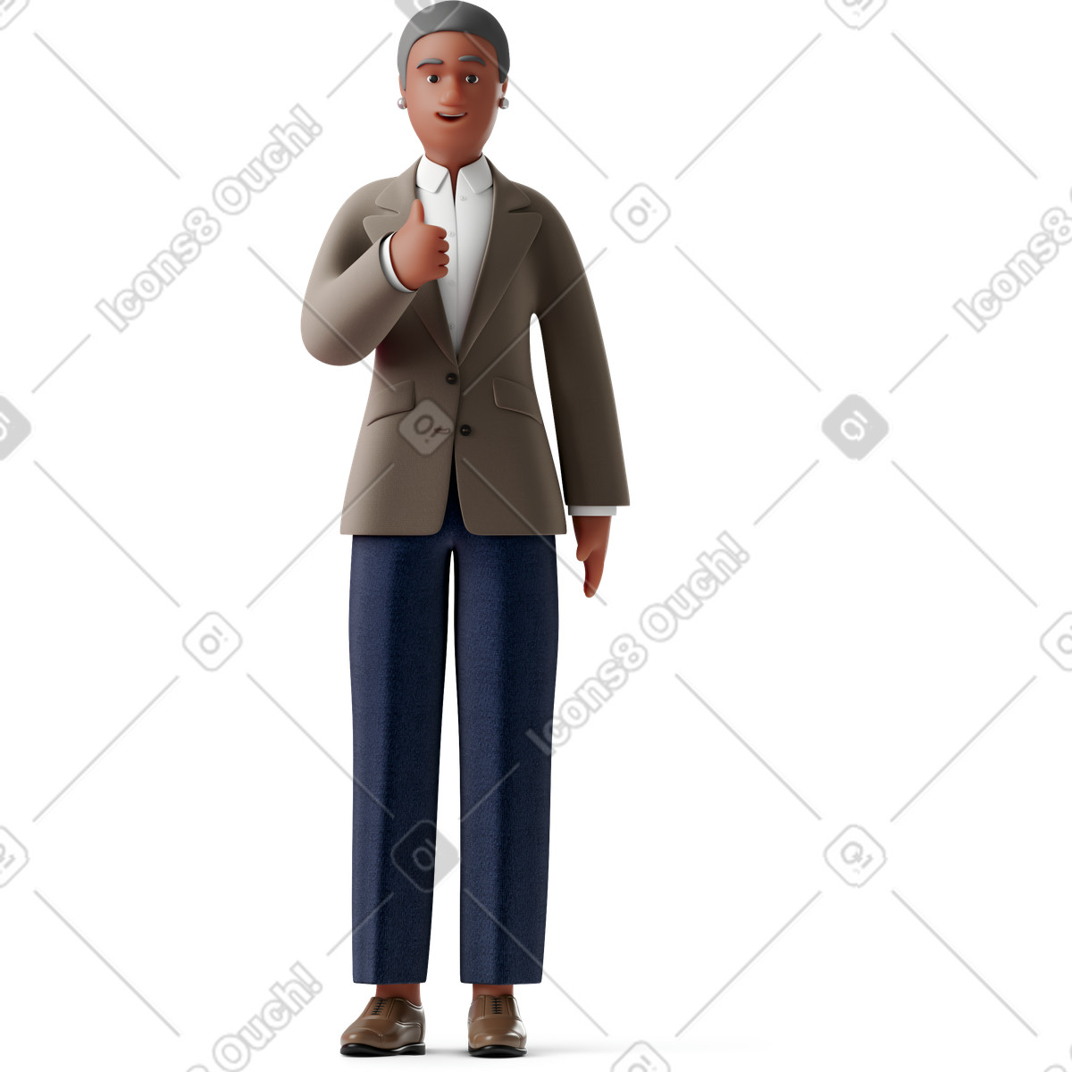 Ilustração de Velha empresária em trajes formais dando polegares para cima no estilo 3D Business baixar PNG, SVG