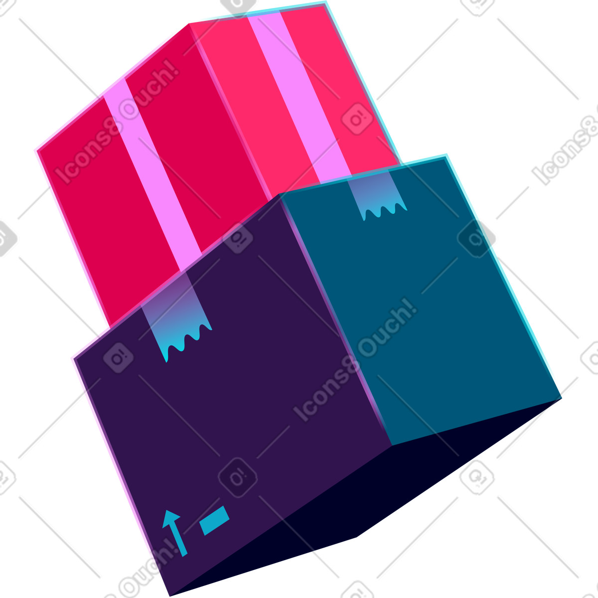 Ilustración Cajas en estilo Neon a descargar en PNG y SVG