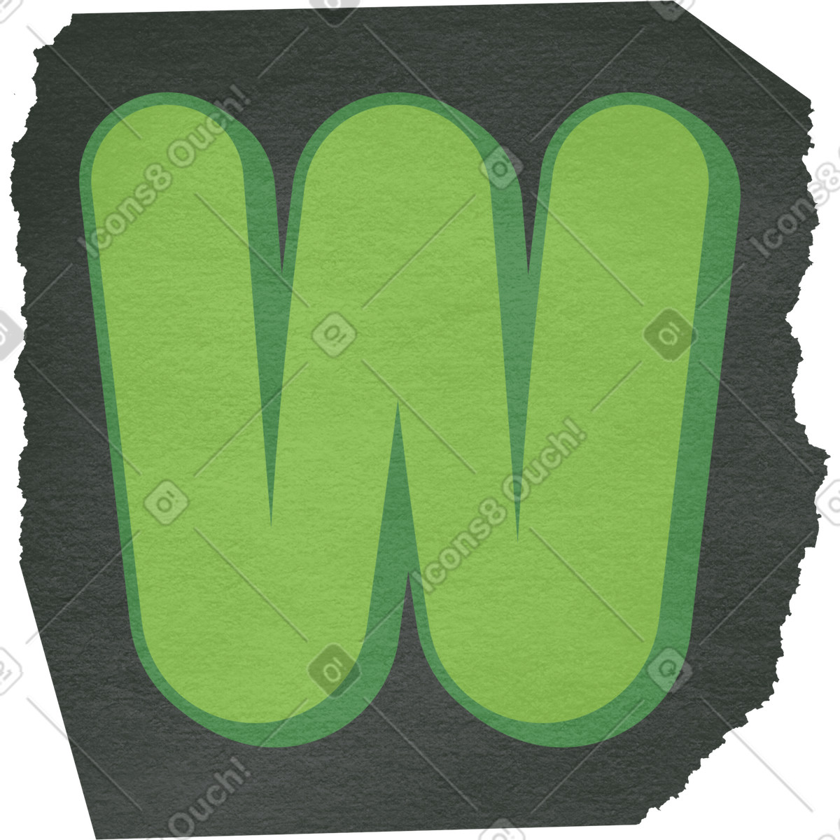 Ilustración Collage capital letter w en estilo Paper Cut a descargar en PNG y SVG