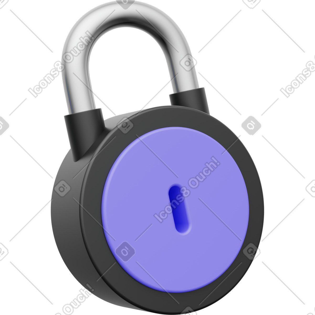 Closed padlock, account security lock, access control and protection illustration in 3D Playful style download in PNG, SVG
