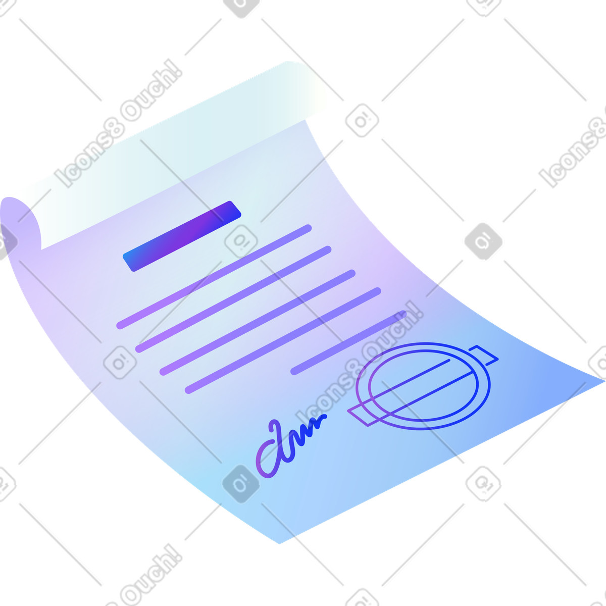 Signed and sealed contract illustration in Hi-tech style download in PNG, SVG