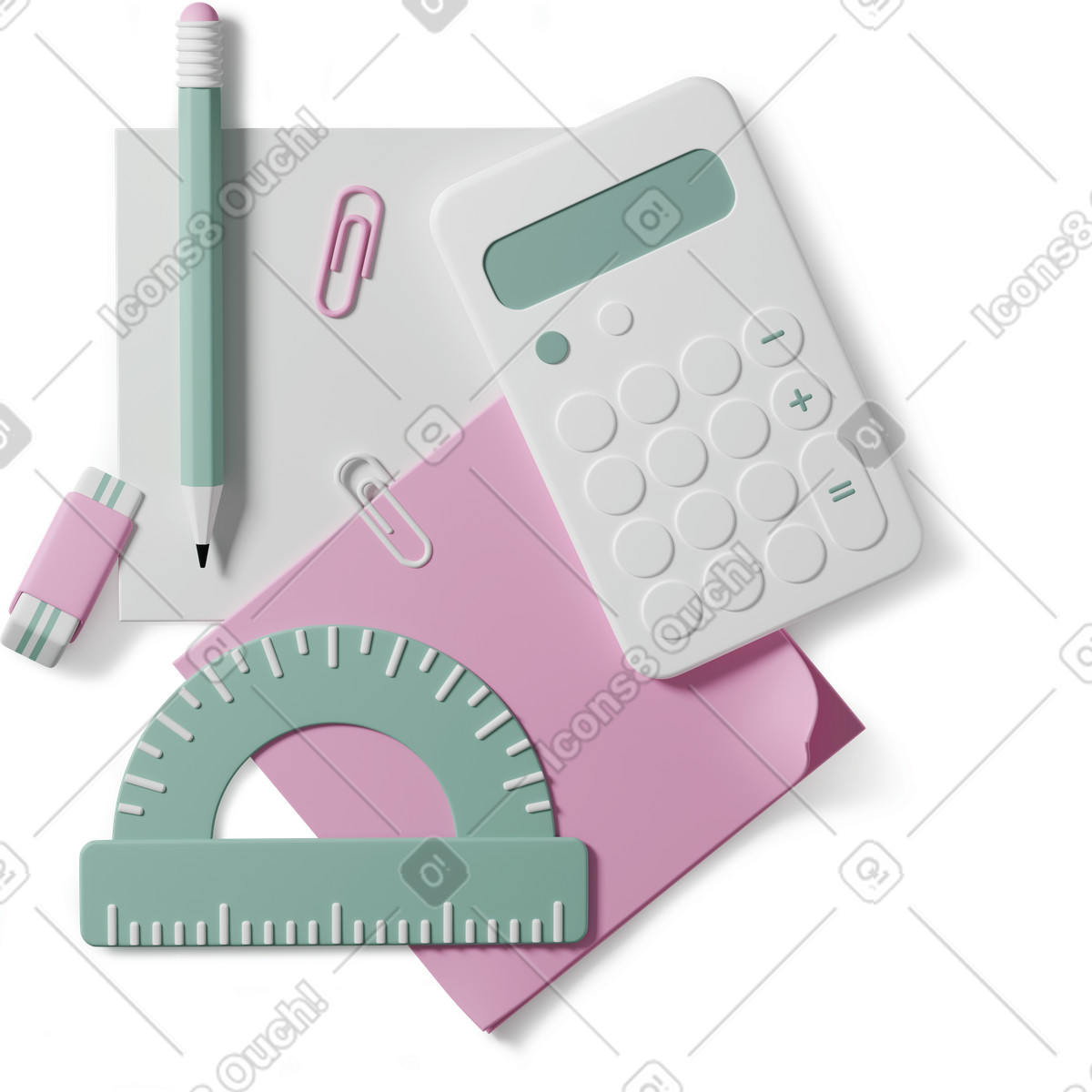 Ilustração de Stationery flat lay, Office supply kit em no estilo 3D Casual life para baixar em PNG, SVG