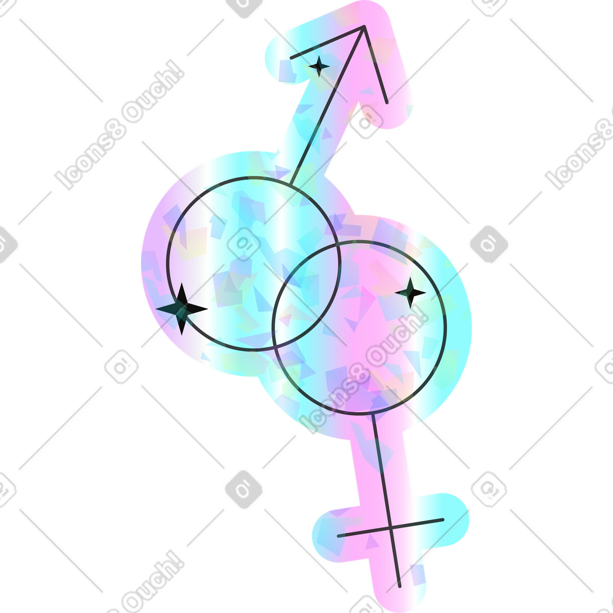 Ilustración Masculino y femenino en estilo Holostickers a descargar en PNG SVG