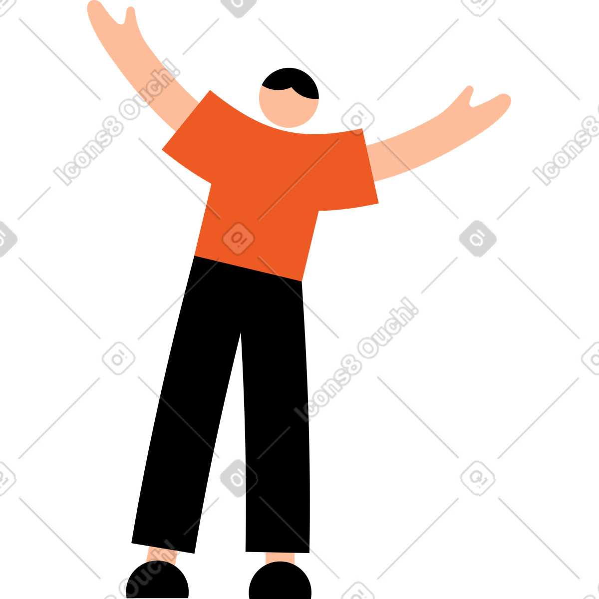 Young man spreading his arms animated illustration in Tiny style download in GIF, Lottie (JSON), AE