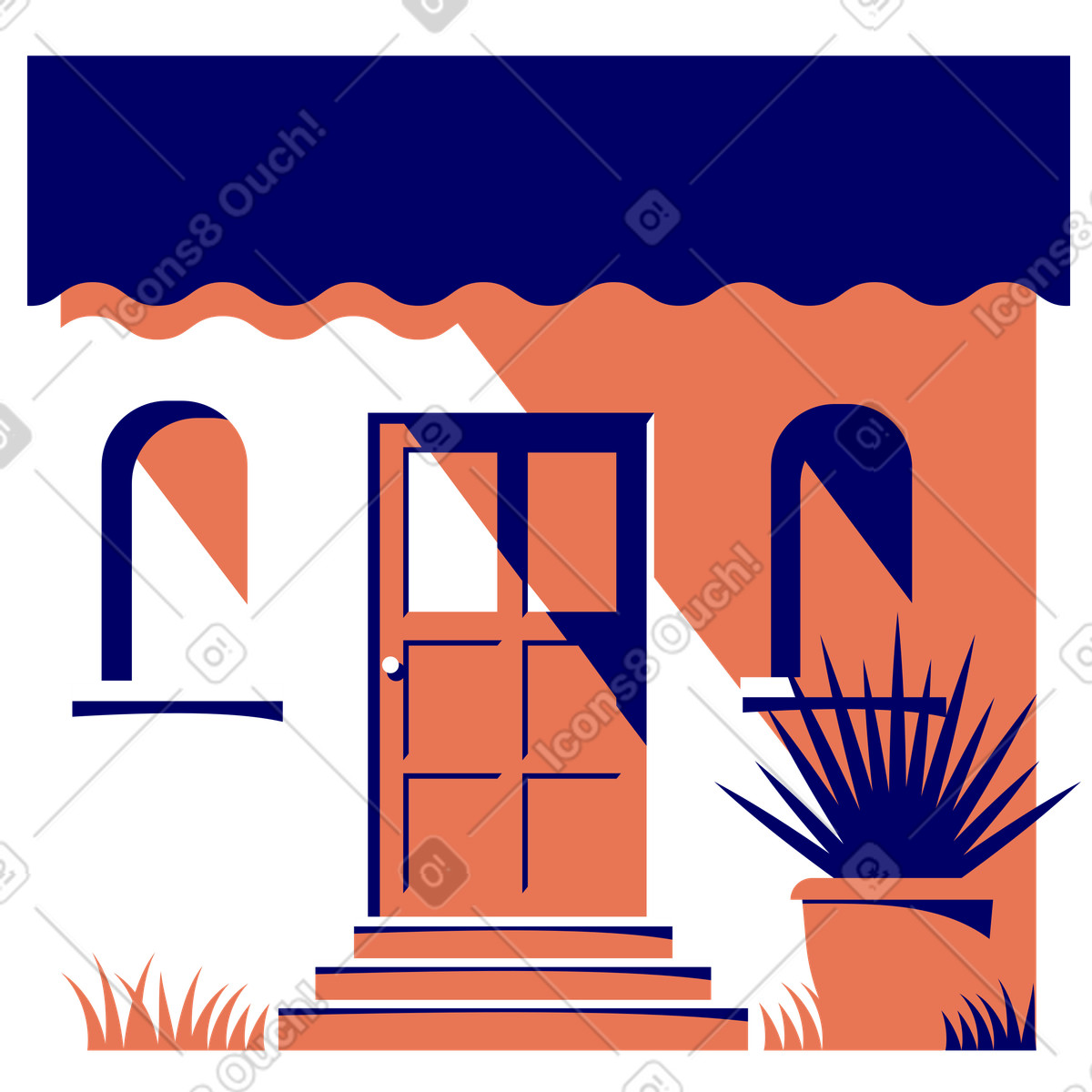 House entrance background illustration in Lounge style download in PNG, SVG