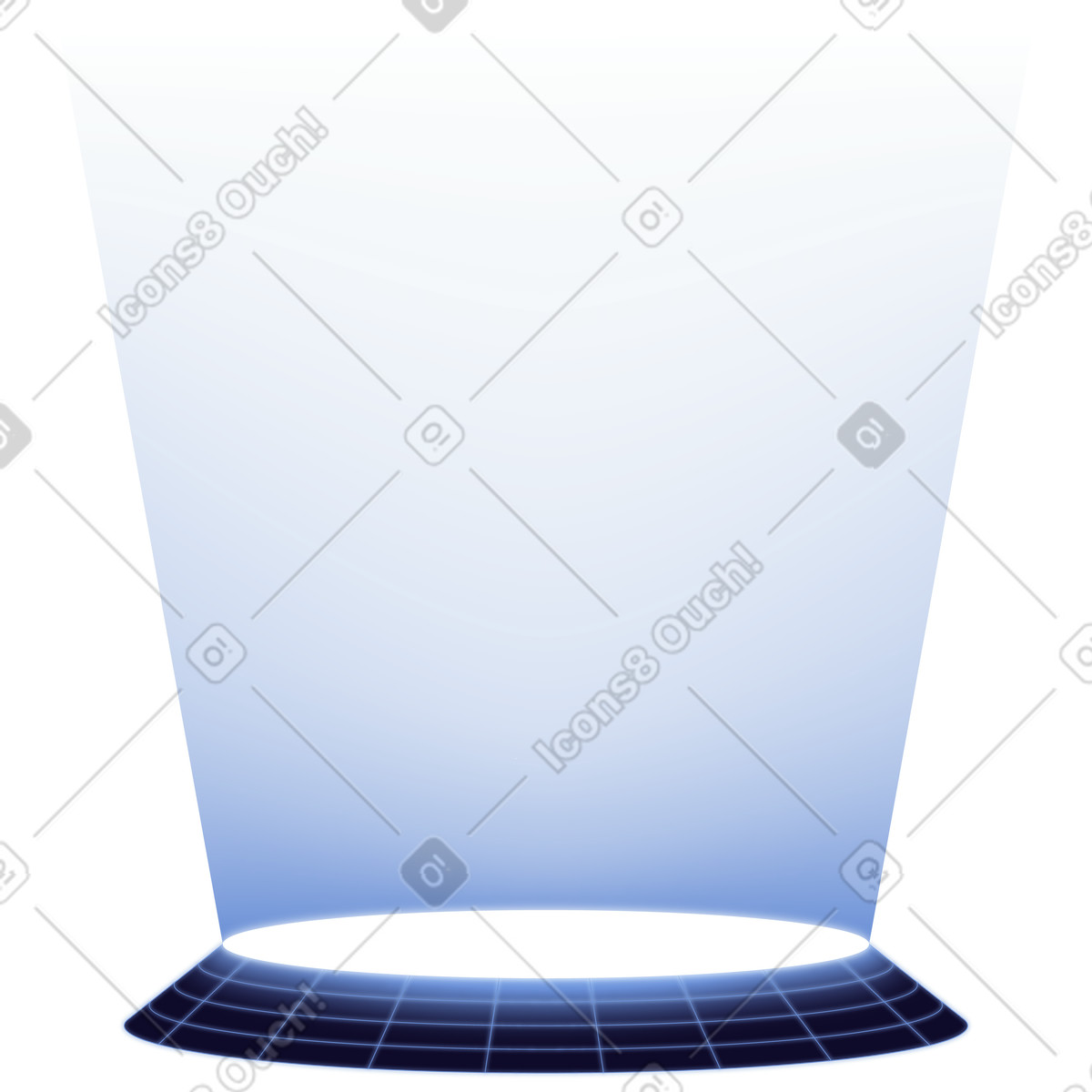Spotlight beam with glowing grid platform illustration in Dimension style download in PNG, SVG