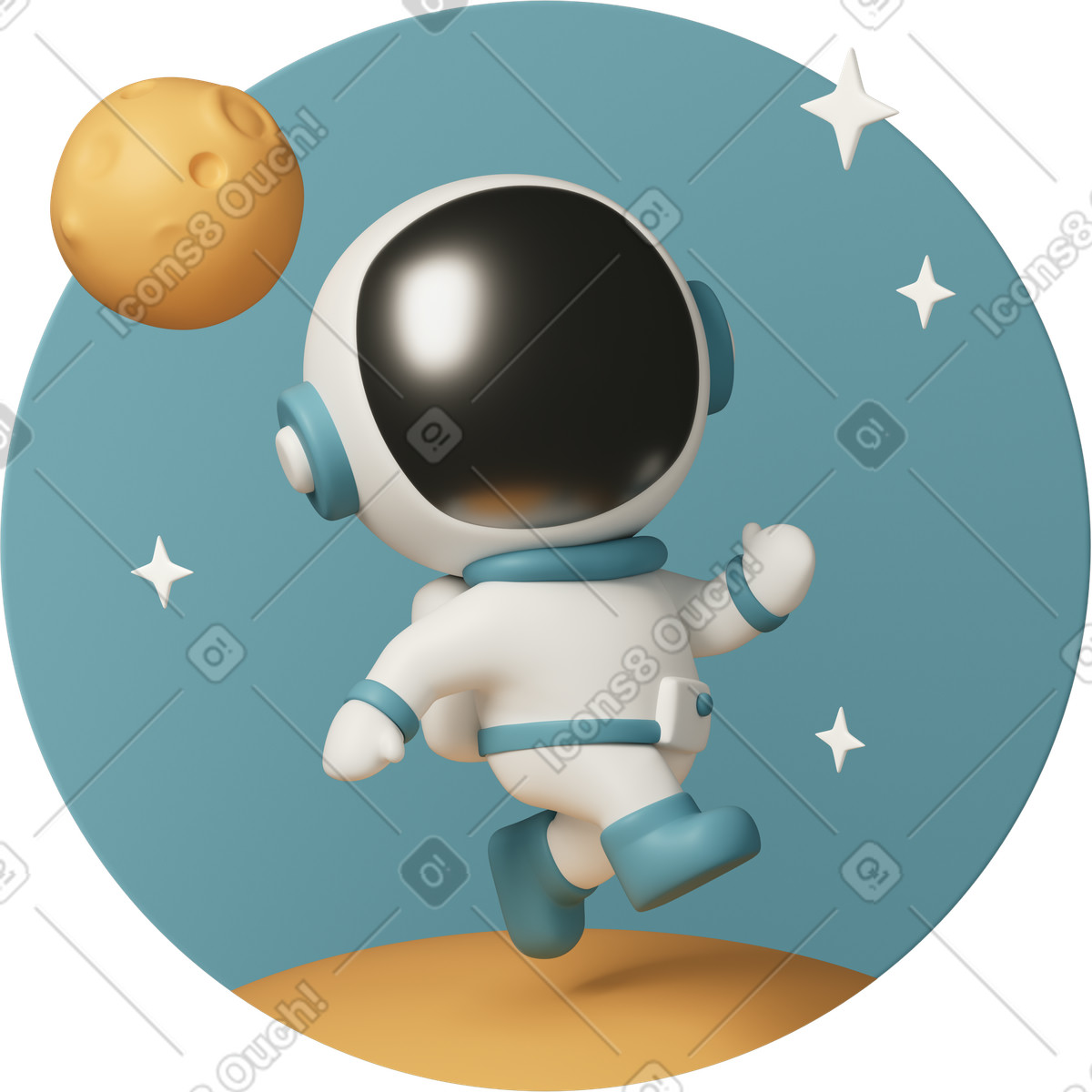 Ilustração de Cute astronaut walks around the planet em no estilo 3D Casual life para baixar em PNG, SVG