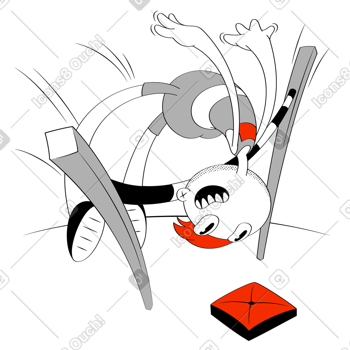 Athlete competing in high jump illustration Looney style download PNG, SVG