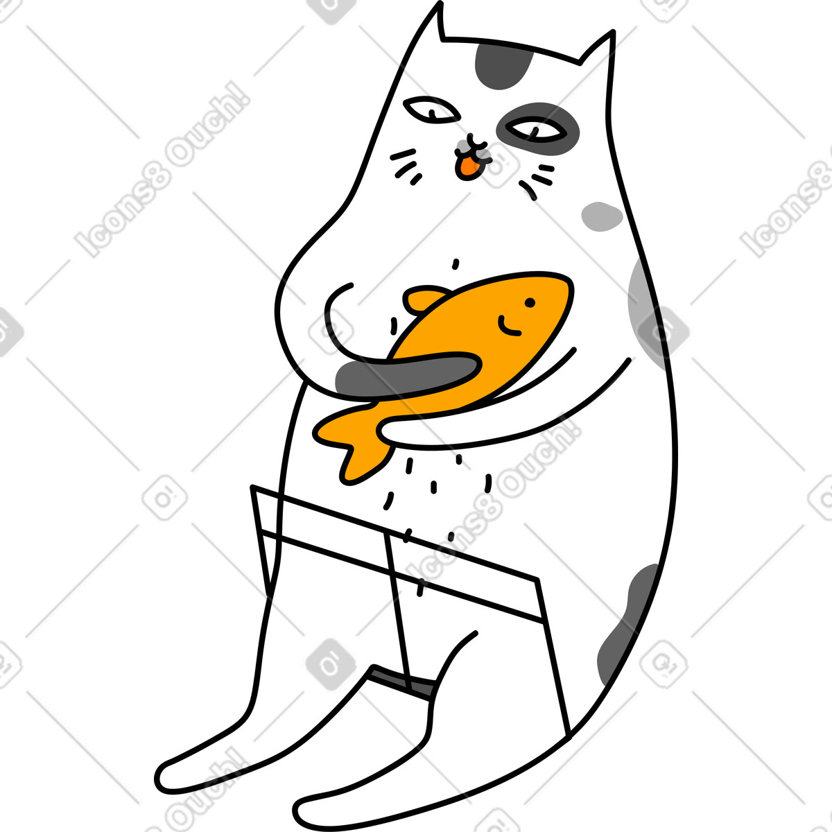 Fisherman cat illustration in Purr style download in PNG, SVG