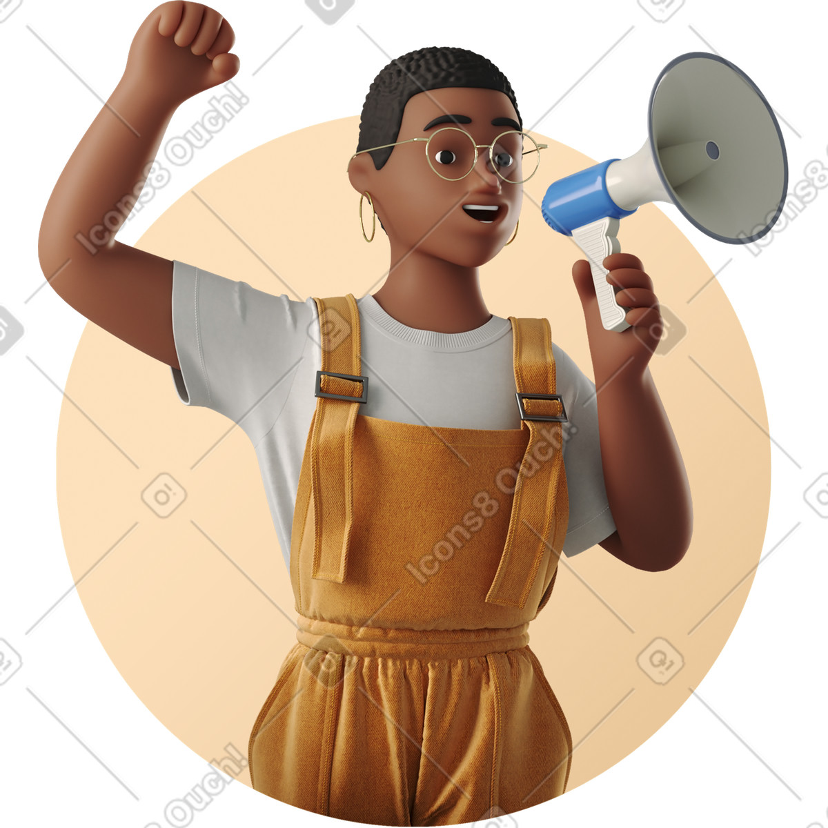 Woman with megaphone illustration in PNG, SVG