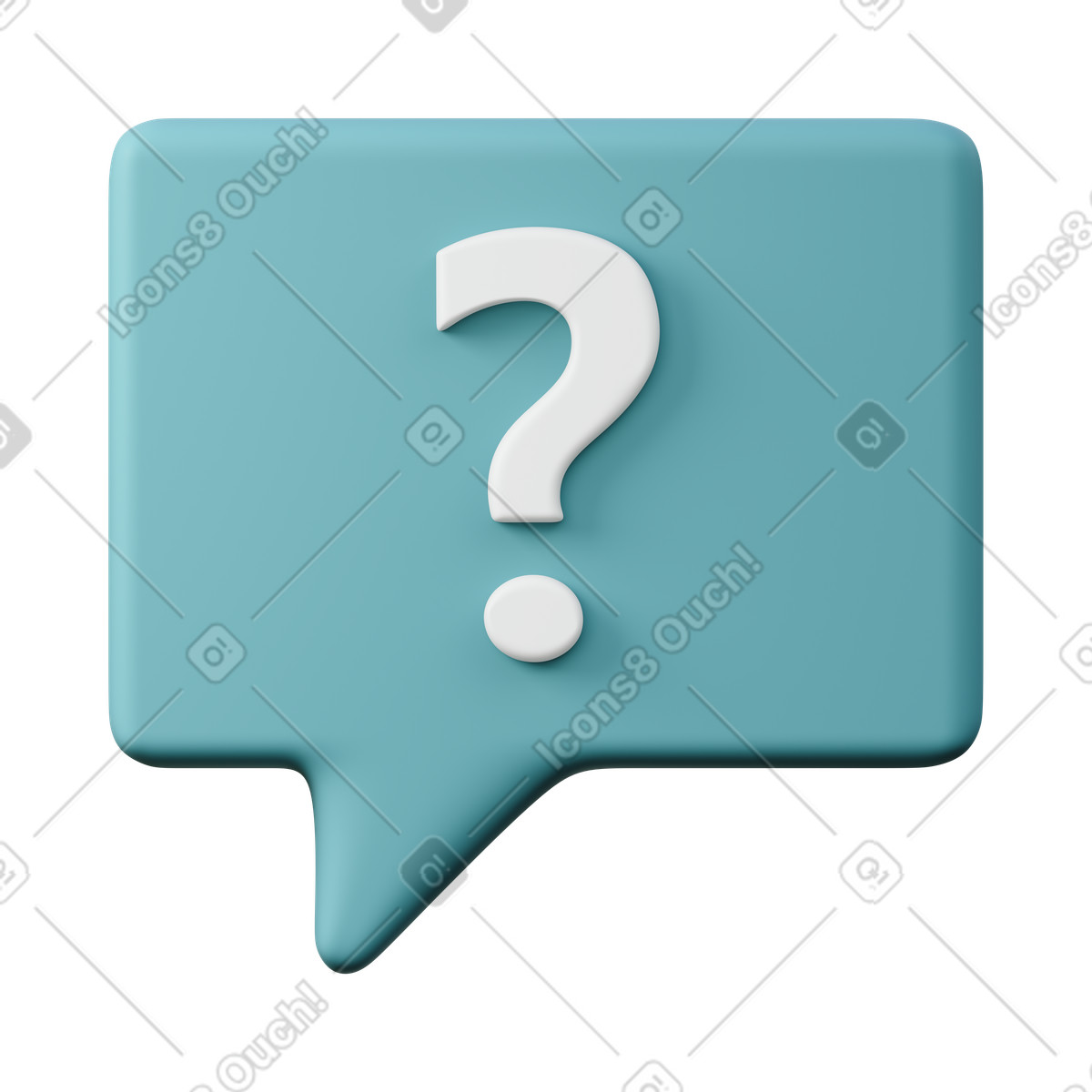 Speech bubble with question mark illustration in 3D Sugary style download in PNG, SVG