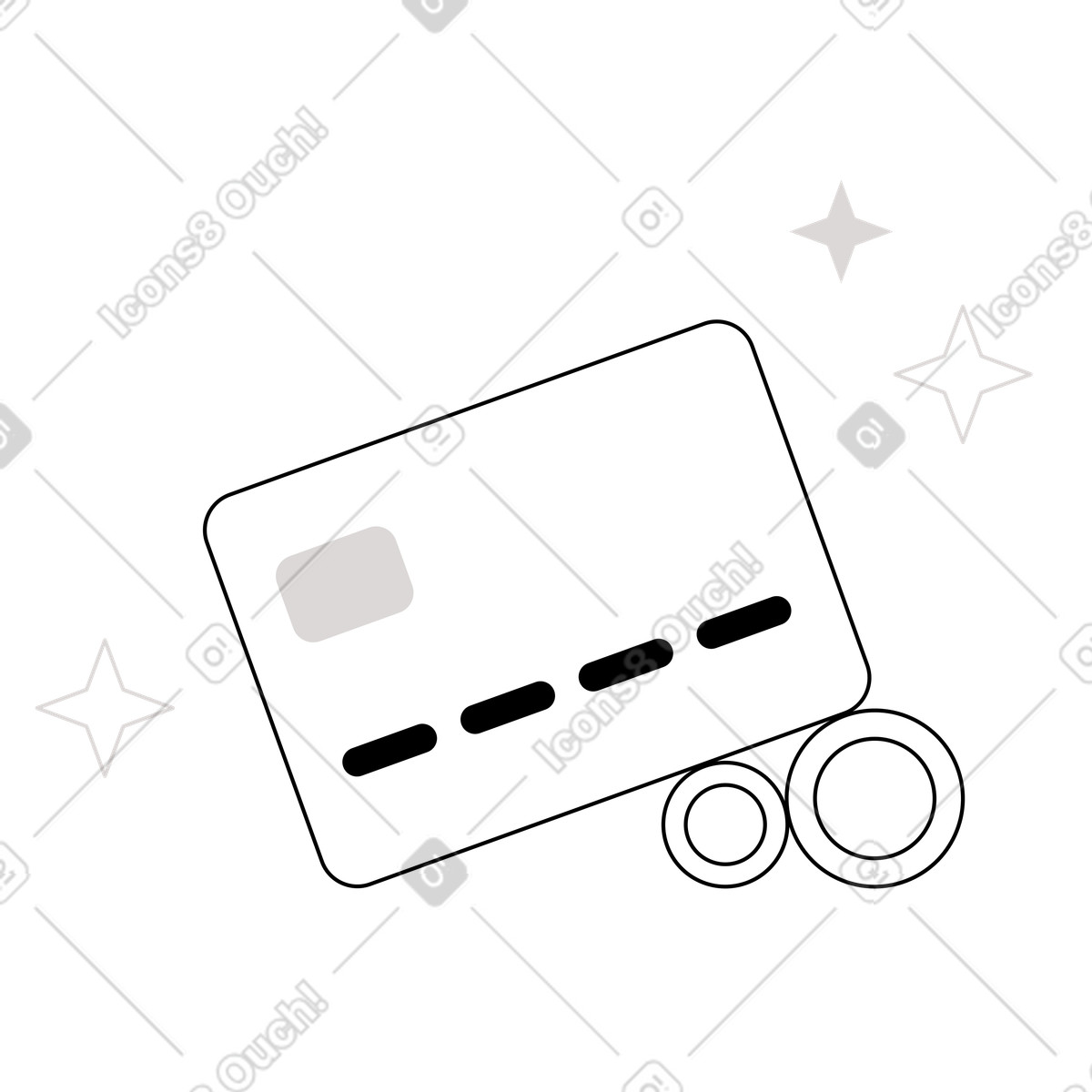 Ilustración Credit card and coins with sparkles, Personal finance management en estilo Shade a descargar en PNG y SVG