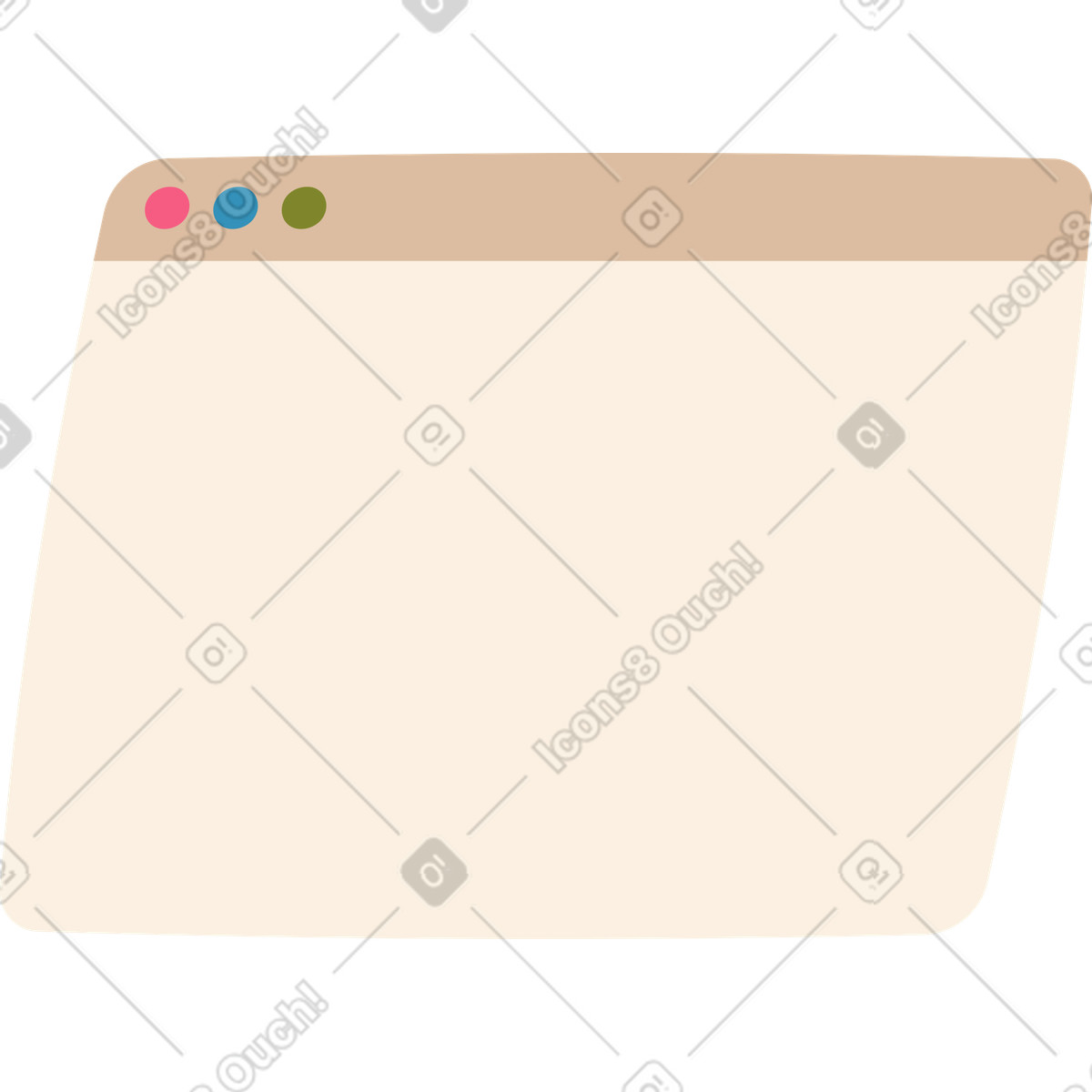 Beige browser with three buttons illustration in Dizzy style download in PNG, SVG