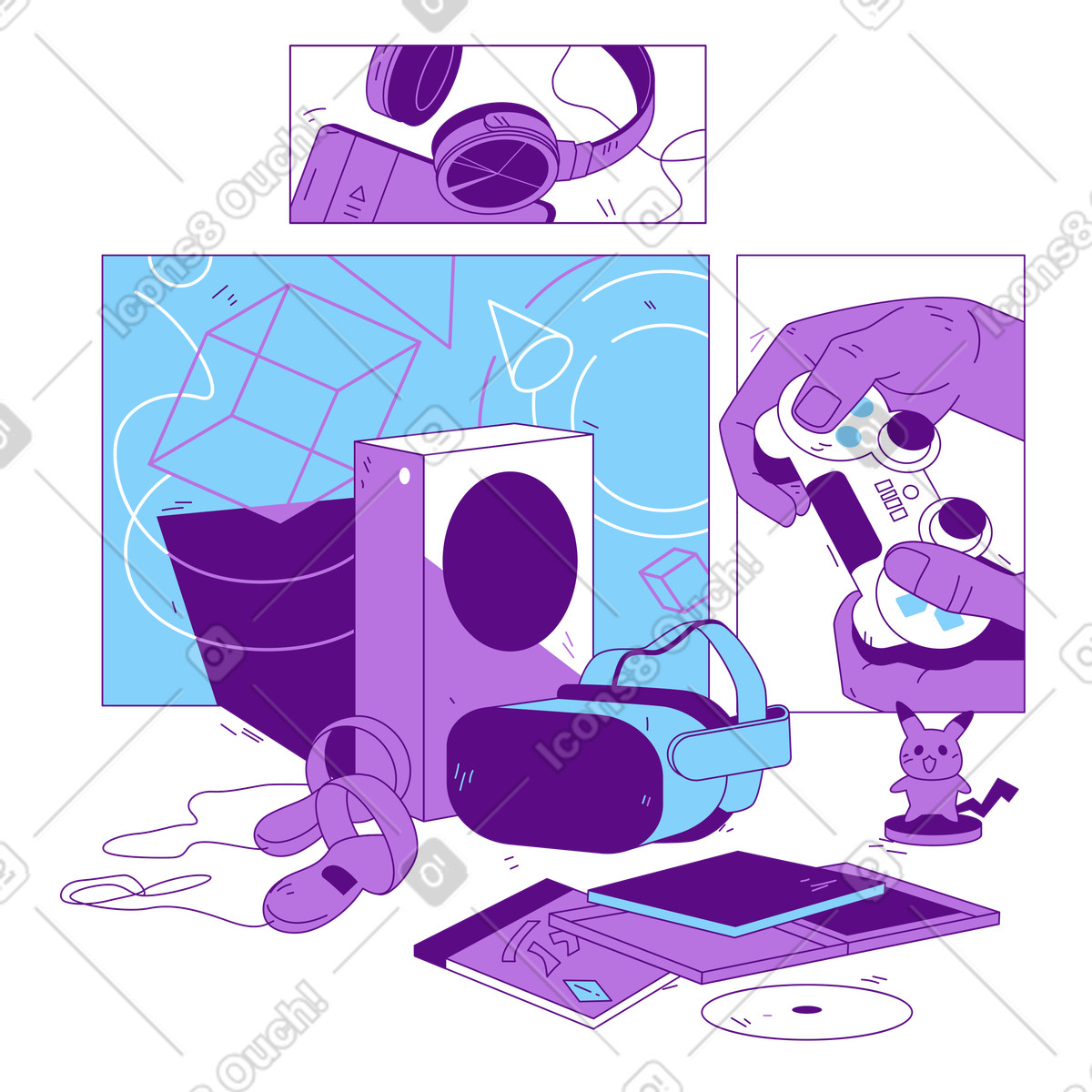 Ilustração animada de Jogos e rv em no estilo Storyline para baixar em GIF, Lottie (JSON), AE